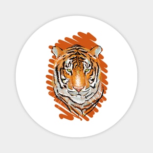 Freehand drawing of a tiger vector colorful illustration. Year of the tiger. Magnet